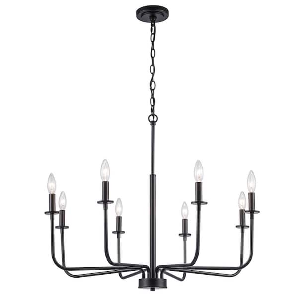 8-Light Black Candle Chandelier Light Fixture