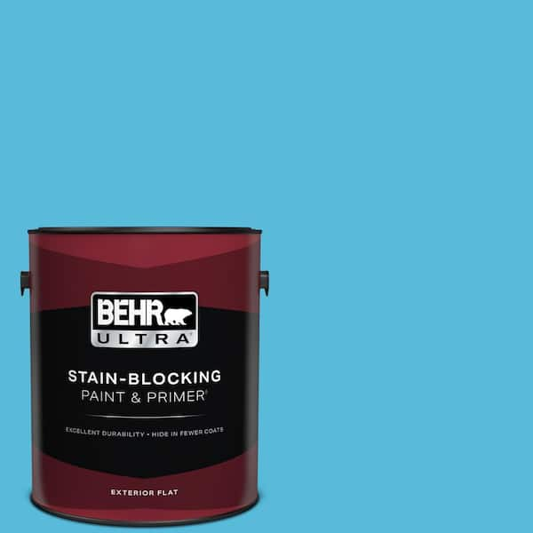 BEHR ULTRA 1 gal. #530B-5 Azurean Flat Exterior Paint & Primer