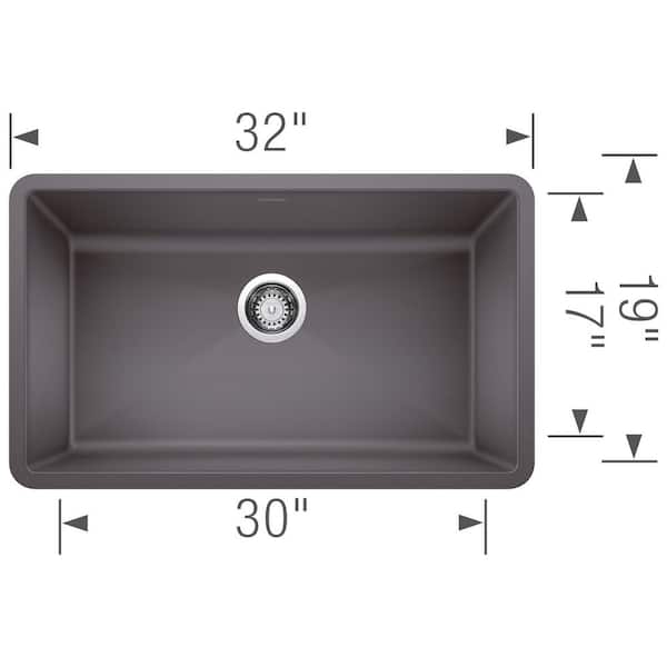 PRECIS Undermount Granite Composite 32 in. Single Bowl Kitchen Sink in Cinder