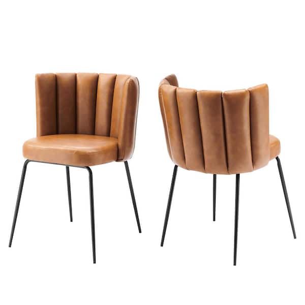 MODWAY Virtue Tan Faux Leather Dining Chair (Set of 2)