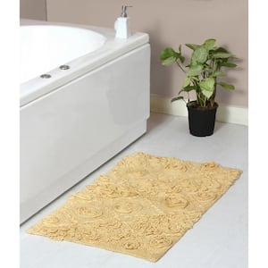 Home Weavers Inc Classy Bathmat Collection 21 in. x 34 in. Beige Cotton Bath Rug, Linen