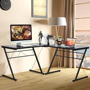 59 in. L-Shaped Black Computer Table