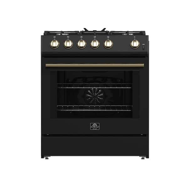 Leonardo Espresso 30 in. Black Slide-in Gas Range 5-Burners