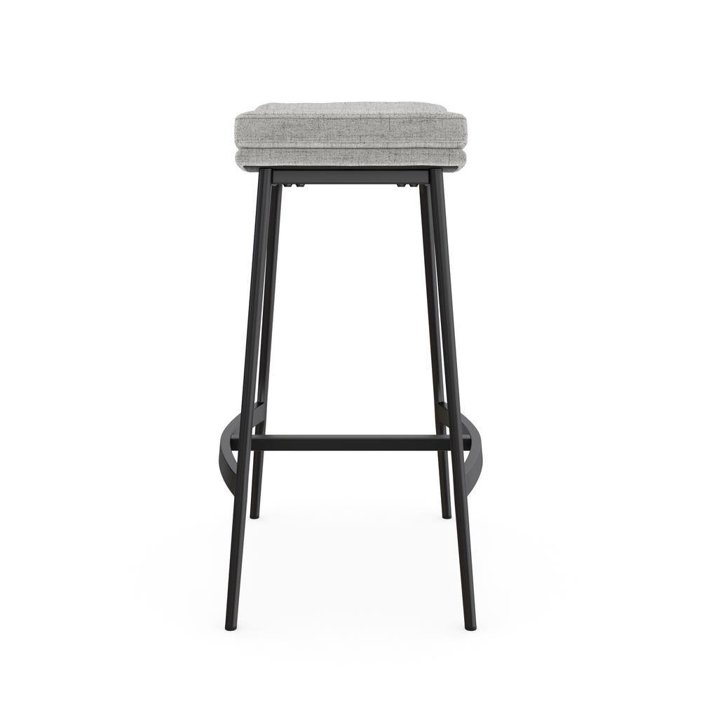 Feather Grey Upholstered Saddle Seat Backless Bar Stool