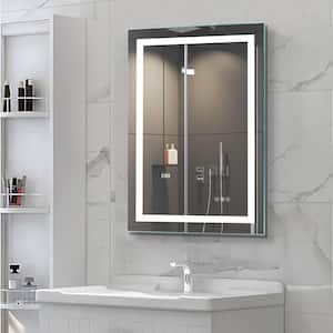 24 in. W x 32 in. H Rectangular Frameless Anti-Fog LED Light Wall Bathroom Vanity Mirror in Silver