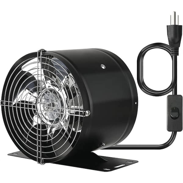 6.8 in. Black Metal Inline Duct Fan with Switch, Low Noise High Airflow Exhaust Fan for Basement Garage Attic Kitchen