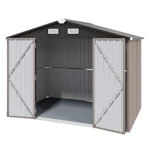 8 ft. W x 6 ft. D Storage Metal Shed with Double Door, Floor, Locks, 4-Air Vents, Plastic Floor (42 sq.ft. )