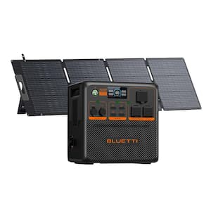 2400/3600-Watt Continuous Peak Output Power Station AC240P Push Button Start LiFePO4 Battery Generator/200W Solar Panel