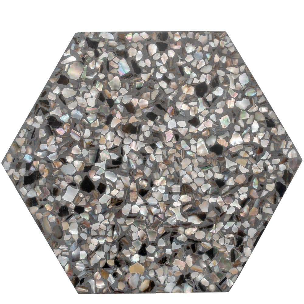 Amalfi 4 x 5 in. Black with Amber Pearl flecks Glossy Shell, Terrazzo Hexagon Marble Tile Sample price history on PriceWatchPro