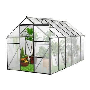 6 ft. x 12 ft. Outdoor Black Polycarbonate Greenhouse Raised Base and Anchor Aluminum Heavy-Duty Walk-in Greenhouses