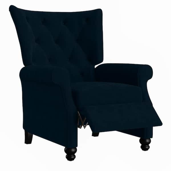 ProLounger Navy Blue Velvet Fabric Push Back Recliner A187121 The