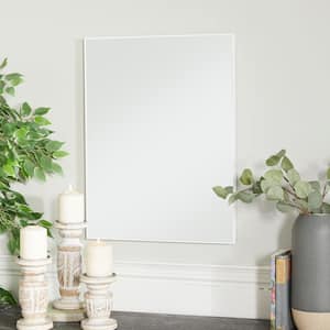 24 in. x 18 in. Rectangle Framed White Wall Mirror with Thin Frame