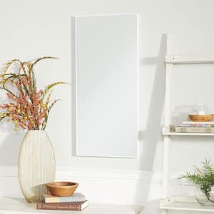 30 in. x 14 in. Rectangle Framed White Wall Mirror with Thin Frame