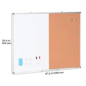 Whiteboard and Cork Board Combo 48 in. x 47.24 in. with Aluminum Framed Bulletin Board for School Home