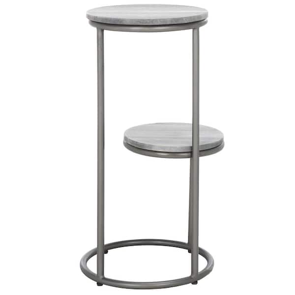 SAFAVIEH Markwell 24 in. Gray Round Marble End Table
