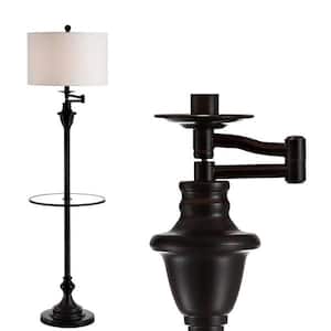 Cora 60 in. Metal/Glass LED Side Table and Floor Lamp, Oil Rubbed Bronze