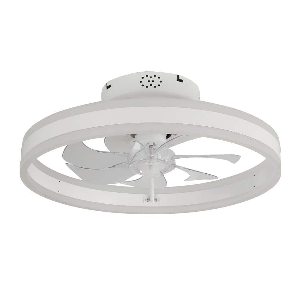20-Inch White Clear LED Flush Mount Ceiling Fan with Remote