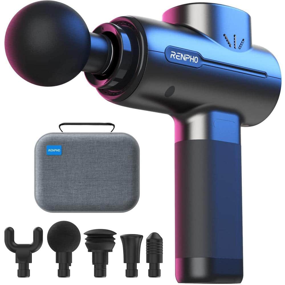 Massage Gun,TaoTronics Deep Tissue Percussion Muscle Massager Handheld Cordless  Back Massager with 20 Speeds and 6 Heads(Sliver) 