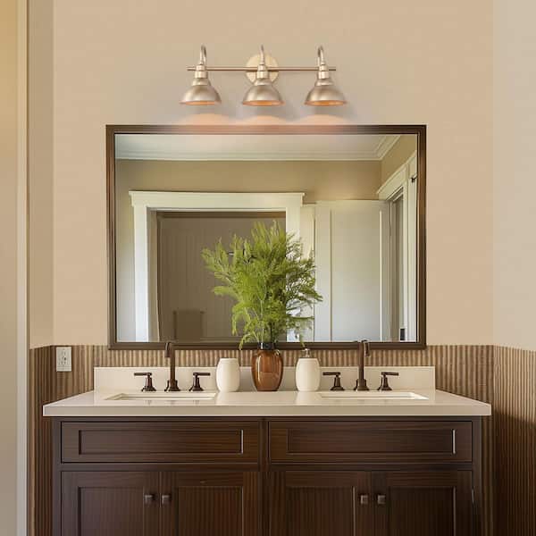 23.2 in. 3-Light Gold Vanity Light with Metal Shades