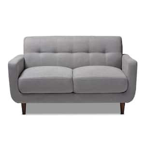 Allister 55.9 in. Light Gray Polyester 2-Seater Loveseat with Square Arms