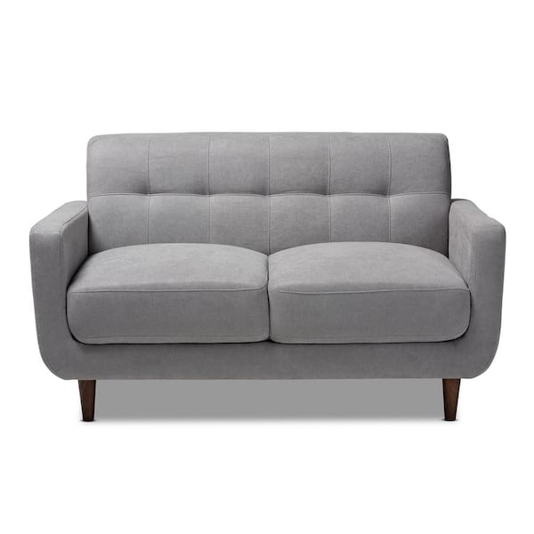 Baxton Studio Allister 55.9 in. Light Gray Polyester 2 Seater