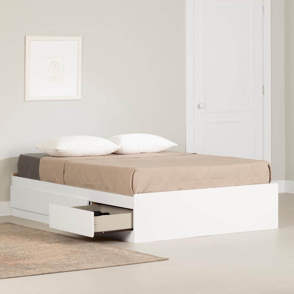 Pure White Fusion Full/Double Bed with 3 Storage Drawers