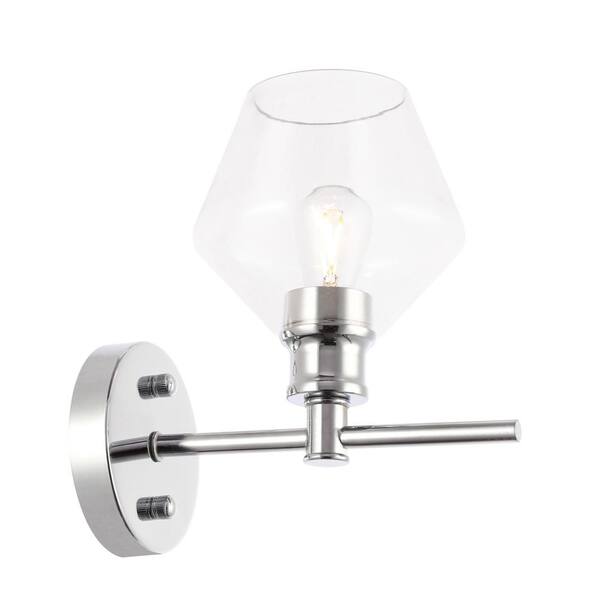 Unbranded Timeless Home Grant 6 in. W x 10.2 in. H 1-Light Chrome and Clear Glass Wall Sconce