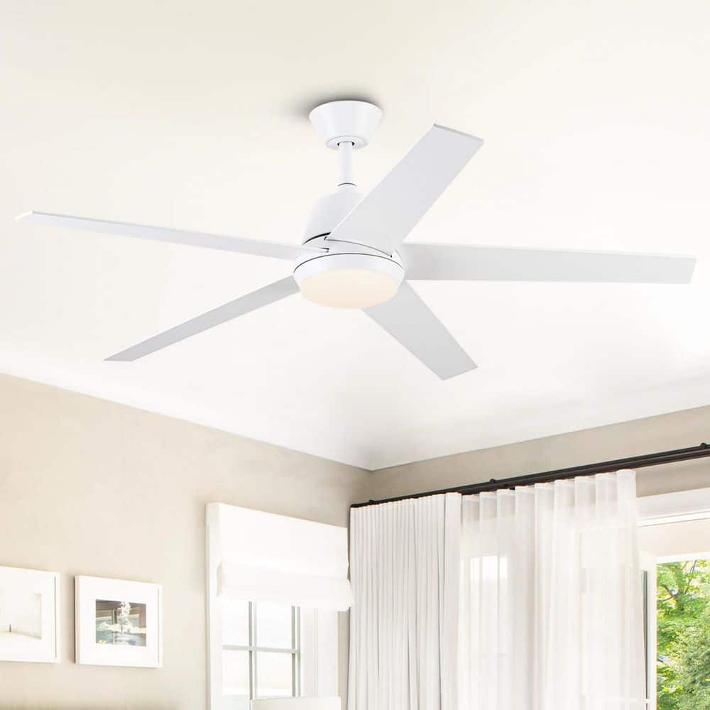 Vaczon 52 in. Indoor Integrated LED Matte White Ceiling Fan with
