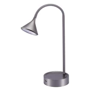 16 in. Gray Gooseneck LED Desk Lamp with 3 Brightness Levels