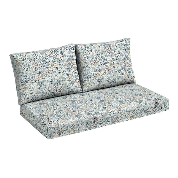 48 in. x 18 in. 3-Piece Outdoor Loveseat Cushion, Pistachio Botanical