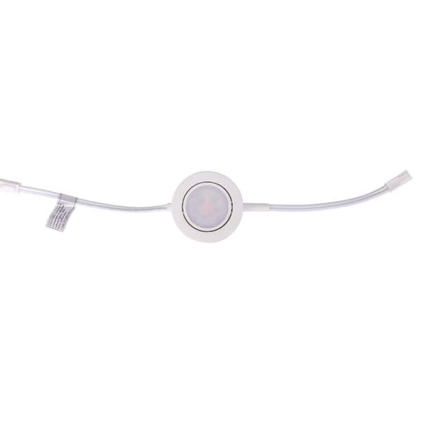 Hardwired 1 Light Dimmable Integrated LED Under Cabinet Puck Light in White Finish