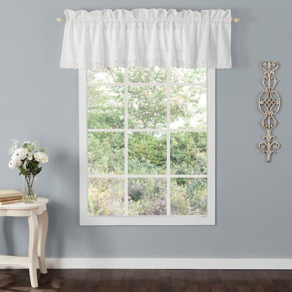 Annabella 15 in. L Cotton Pole Top Valance in White