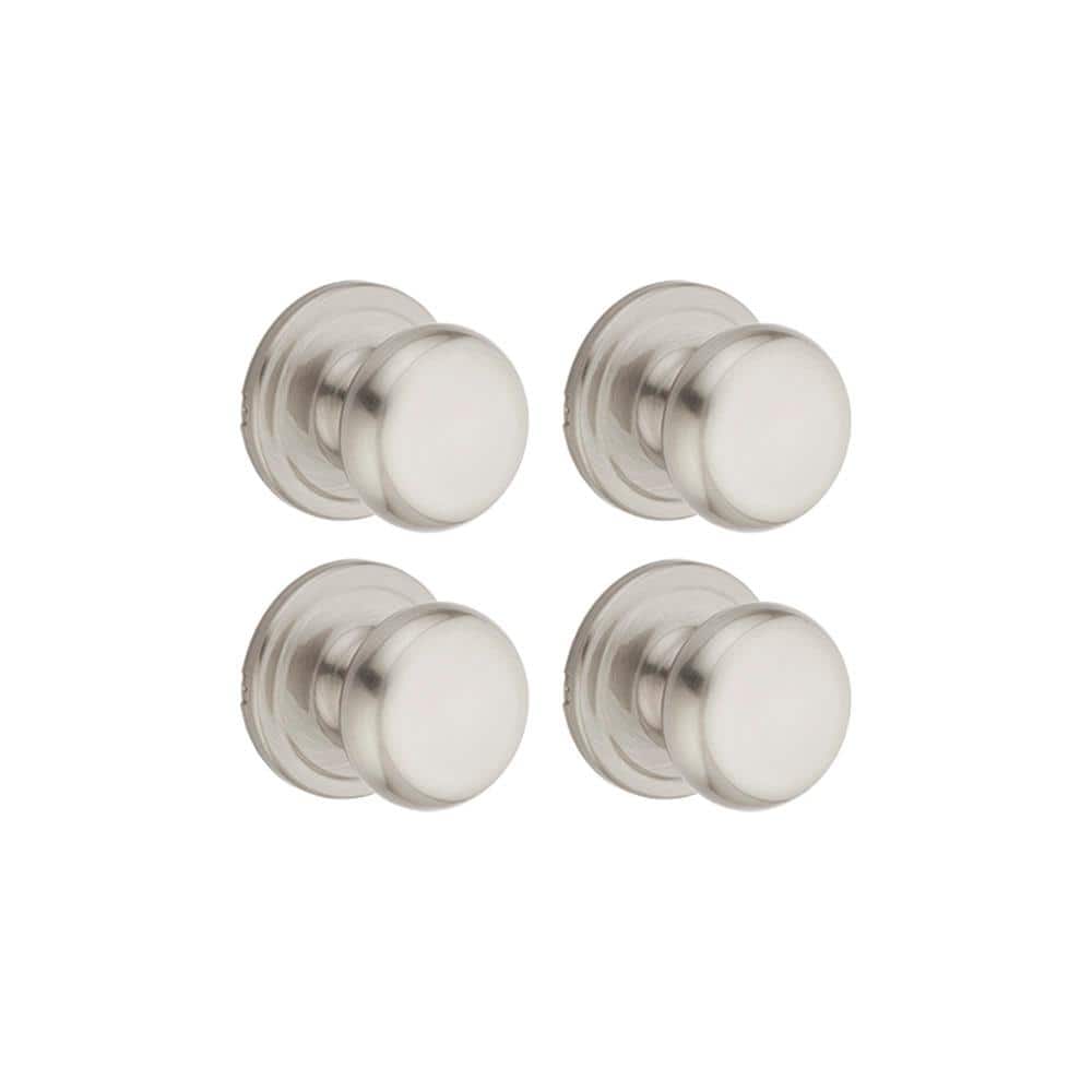 NOVITA シルバー Kwikset Juno Satin Nickel Passage Hall/Closet Door Knob (4-Pack