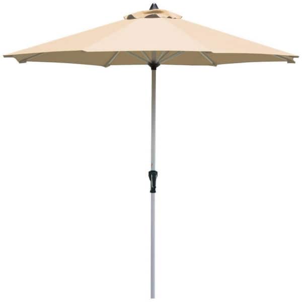 Clihome 9 ft. Aluminum Market Patio Outdoor Umbrella in Beige Without Base