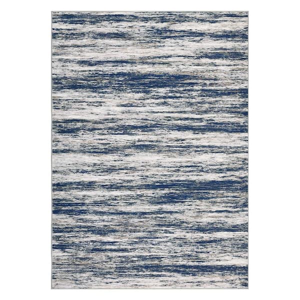 Modern Soft Thin Abstract Printed Carpet Machine for Bedroom Office Dining Room Blue, 8 ft. x 10 ft. Area Rug