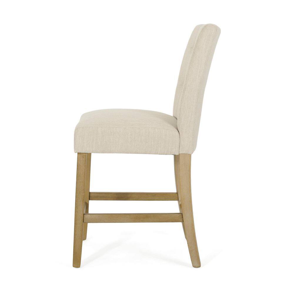 Beige and Weathered Brown High Back Counter Stools Set