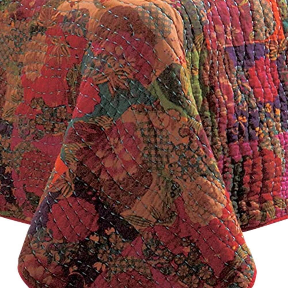 King Multicolor Microfiber Reversible Quilt Set with Shams