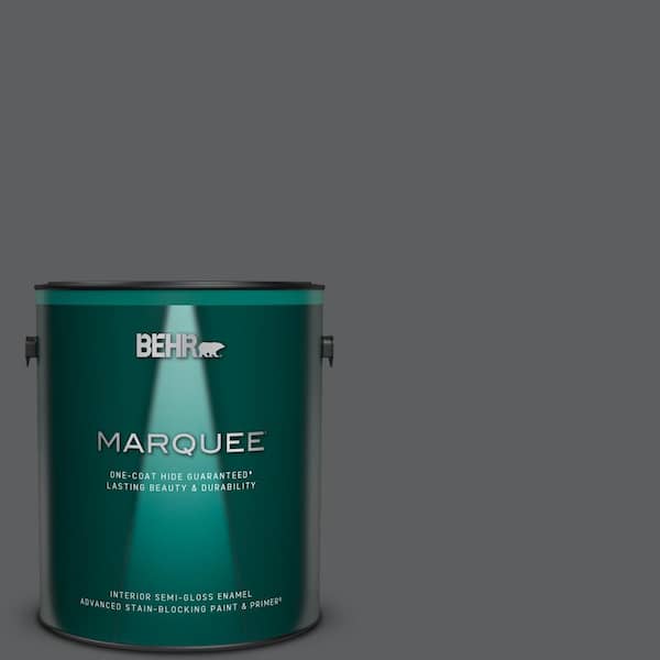 BEHR MARQUEE 1 gal. #N500-6 Graphic Charcoal One-Coat Hide Semi-Gloss Enamel Interior Paint & Primer