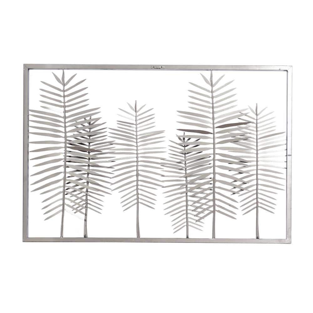 Modern Black and Gold Metal Leaf Wall Sculpture with Frame