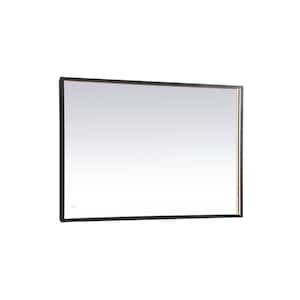 Timeless Home 27 in. W x 40 in. H Modern Rectangular Aluminum Framed LED Wall Bathroom Vanity Mirror in Black