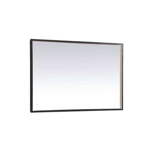 Unbranded Timeless Home 27 in. W x 40 in. H Modern Rectangular Aluminum Framed LED Wall Bathroom Vanity Mirror in Black