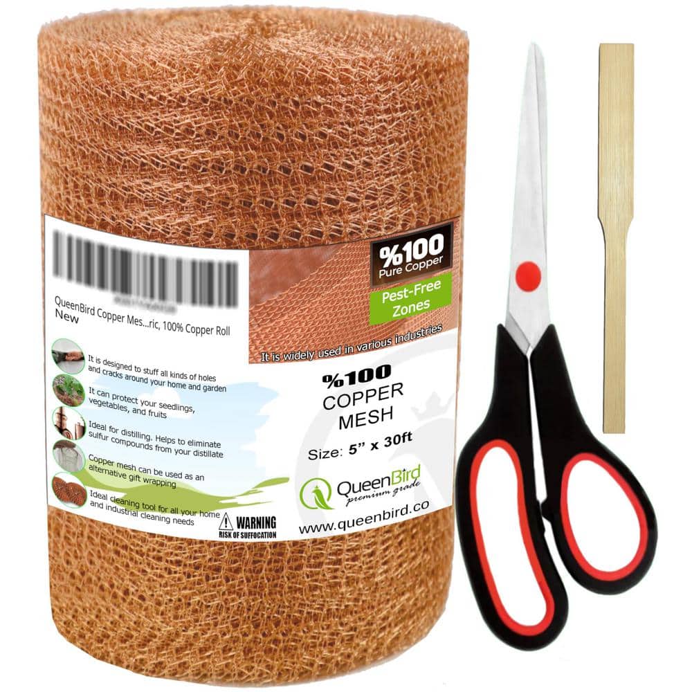 5 X 30 ft. Copper Mesh with Packing Tool and Scissors, Poultry Netting C