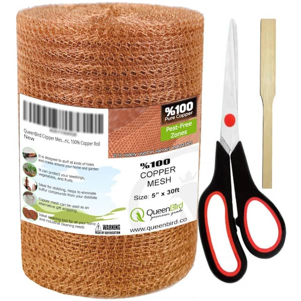 Angel Sar 5" X 30 ft. Copper Mesh with Packing Tool and Scissors, Poultry Netting Copper Fill Fabric Blocker for Hole
