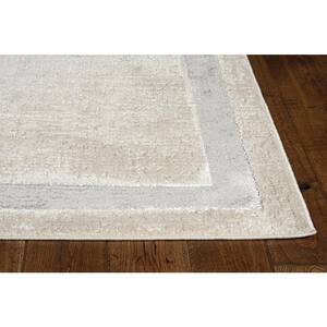 Clara Ivory/Silver 5 ft. x 8 ft. Solid Contemporary Area Rug