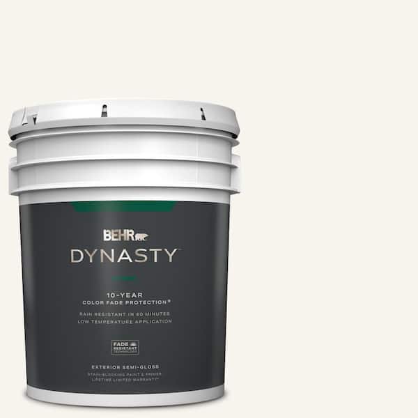 BEHR DYNASTY 5 gal. #PWN-10 Decorator White Semi-Gloss Exterior Stain-Blocking Paint & Primer