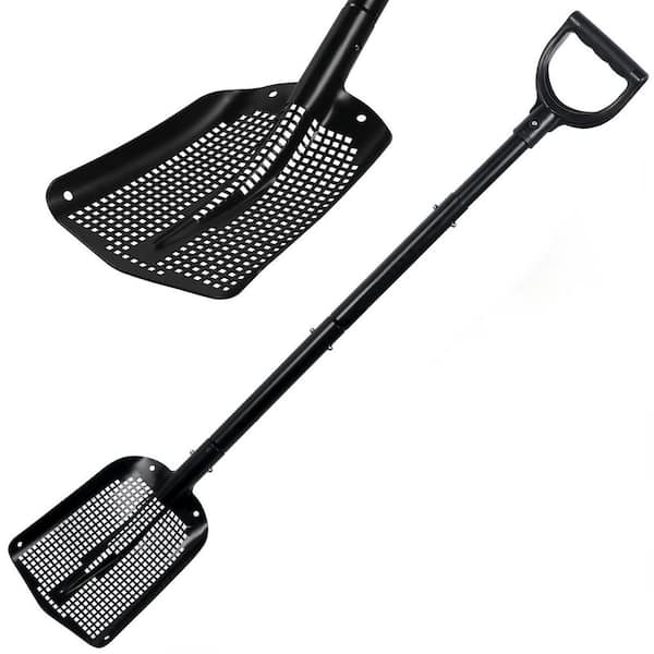 26-48 in. Metal Adjustable Handle Steel Shovel with D-Grip for Beach Sand Sifting Chicken Coop Farm Cleaning