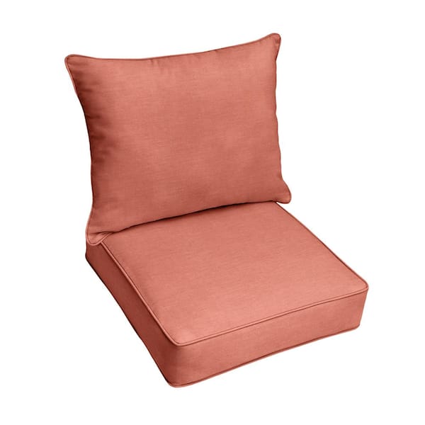 SORRA HOME 29 in. x 27 in. Deep Seating Indoor/Outdoor Pillow and Cushion Set in Sunbrella Cast Coral