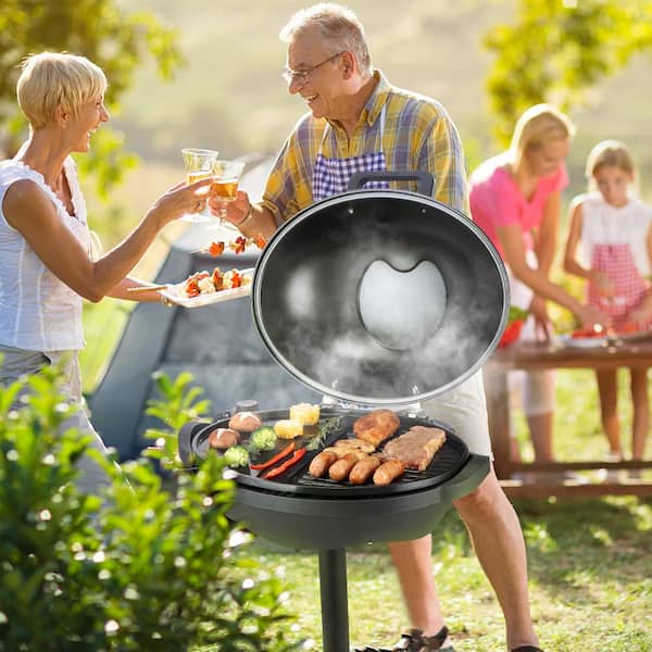 Indoor/Outdoor Electric Grill 200 sq. in. Electric BBQGrill 2 Zone Gril  Surface Removable Stand Electric Grills in Black