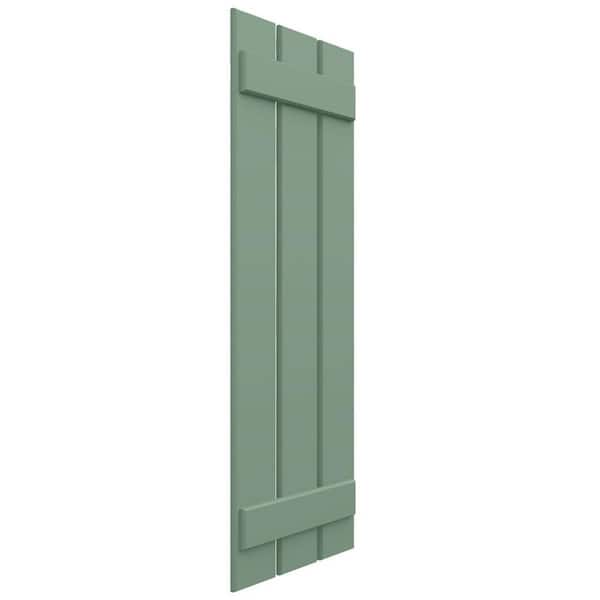 11 1/4 in. W x 75 in. H EnduraCore Composite, 2-Board Spaced Board-n-Batten Shutters, Track Green (Pair-No Hardware)