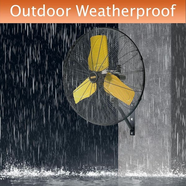 HICFM 24 in. Yellow 8900 CFM Oscillating Wall Mounted Fan, 3-Speed Heavy Duty for Garage, Warehouse, Workshop, Factory